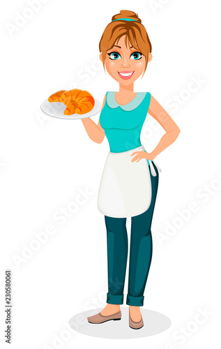 Happy housewife. Cheerful mother