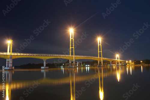 Bridge, this bridge is called repo-repo bridge. Borneo East Kalimantan, Tenggarong, October 2018 Indonesia. photo