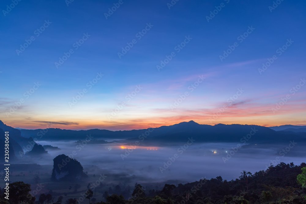 Morning mist at Phu Langka, Thailand