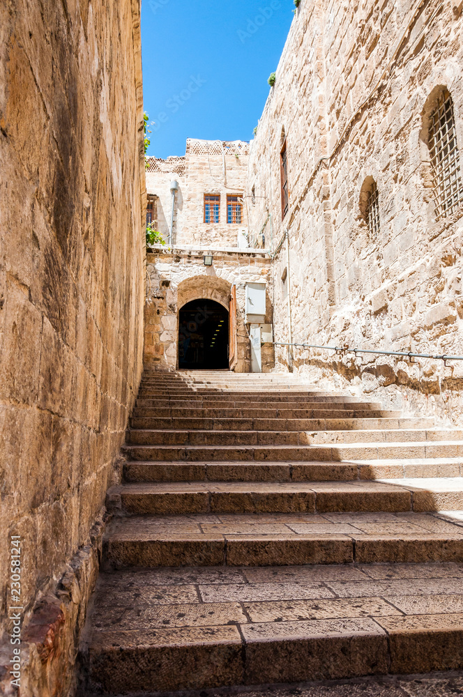 Stone steps on ancient city street Stone steps on ancient city street