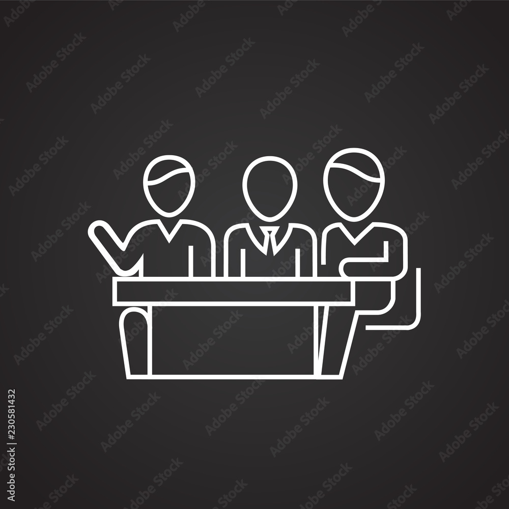Business meeting thin line on black background icon Business meeting thin line on black background icon