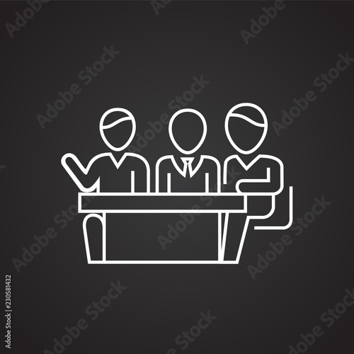 Business meeting thin line on black background icon