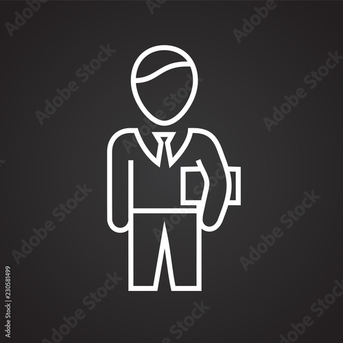 Businessman thin line on black background icon
