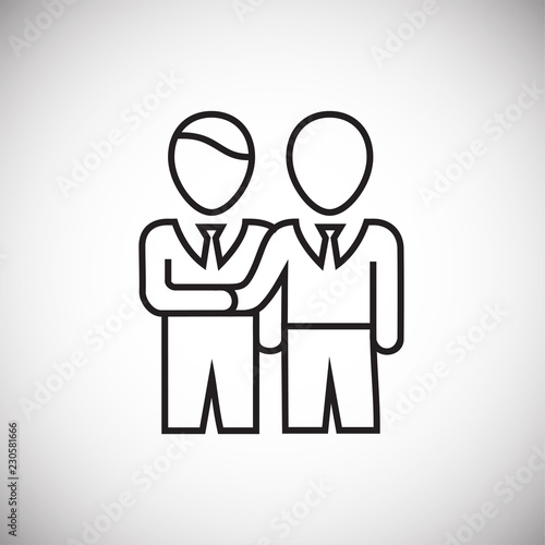 Business partnership thin line on white background icon