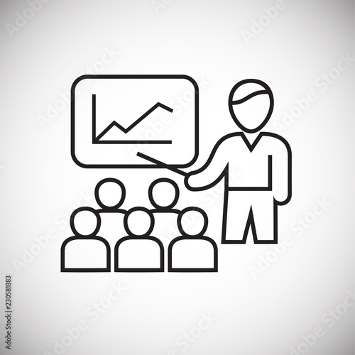 Business meeting thin line on white background icon