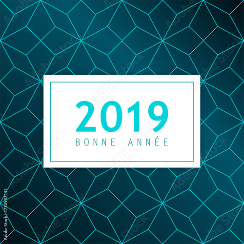 2019 Bonne Année Fond Bleu avec textes en  français