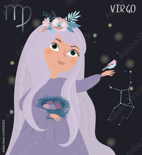 Illustration of Virgo Zodiac signs character. Editable vector illustration 