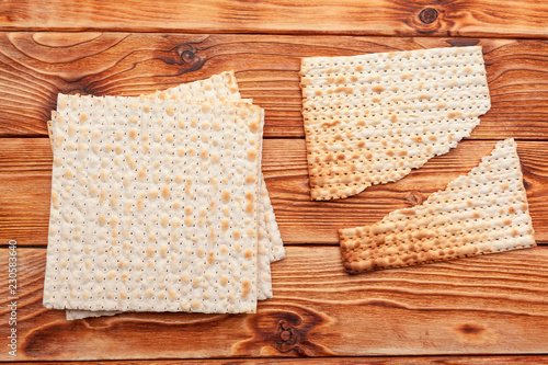 matzo flatbread for Jewish high holiday celebrations on the table