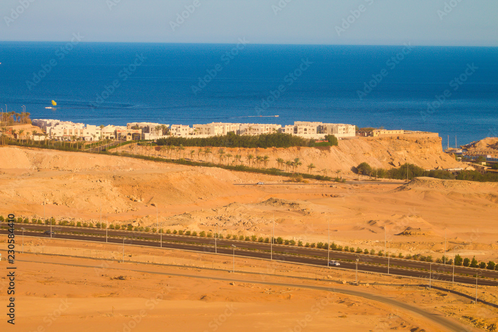 Egypt with bird's-eye view, hotels and red sea Egypt with bird's-eye view, hotels and red sea