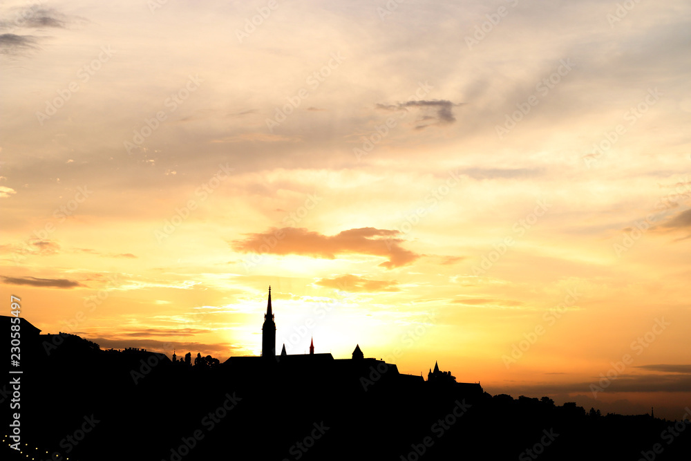 Matthias church tower sunset Budapest Hungary