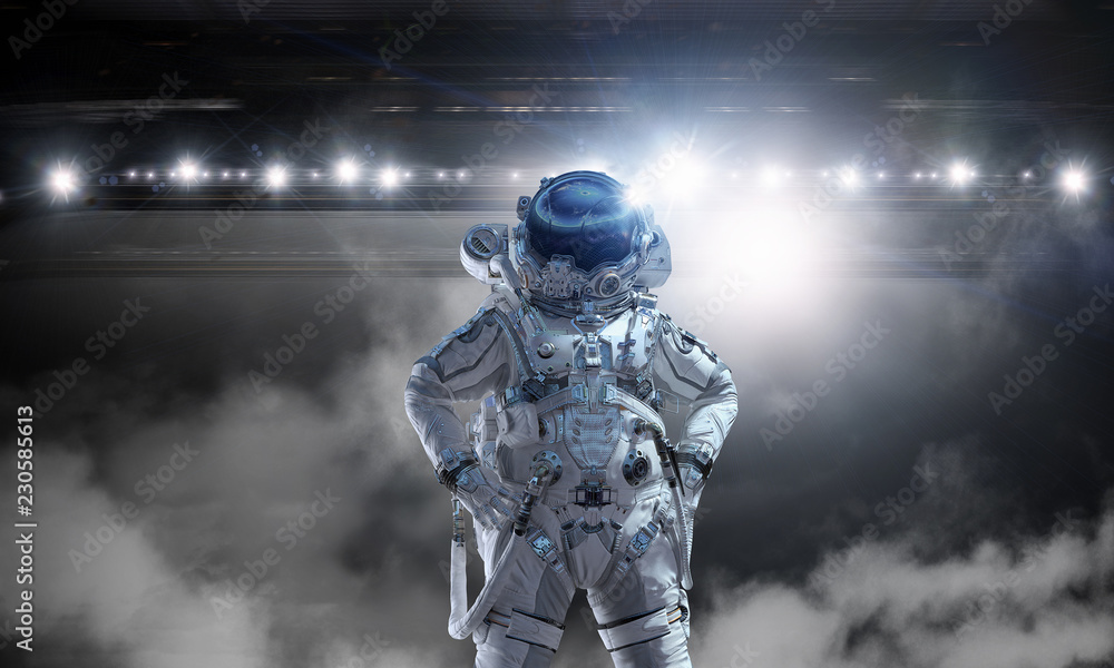Fototapeta premium Astronaut and his mission. Mixed media