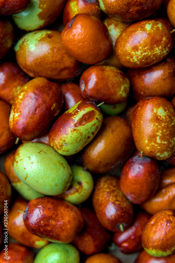 Ripe broun jujube chinese dates, close up Ripe broun jujube chinese dates, close up