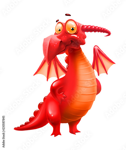 red dragon, isolated on white