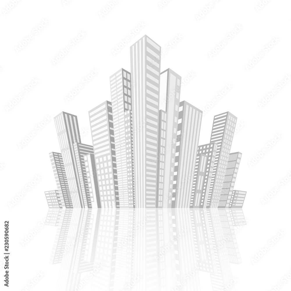 Building and city illustration. Illustration isolated on white background. Graphic concept for your design
