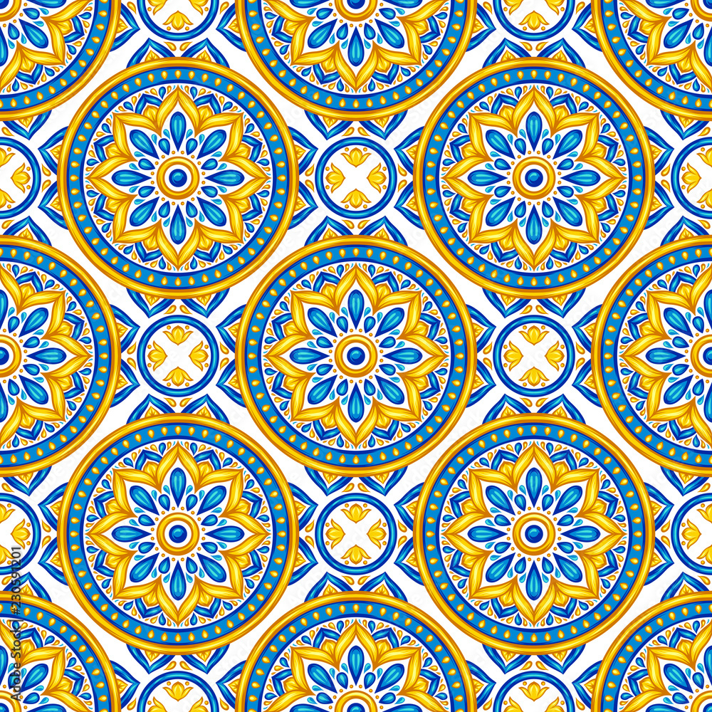 Moroccan ceramic tile seamless pattern.