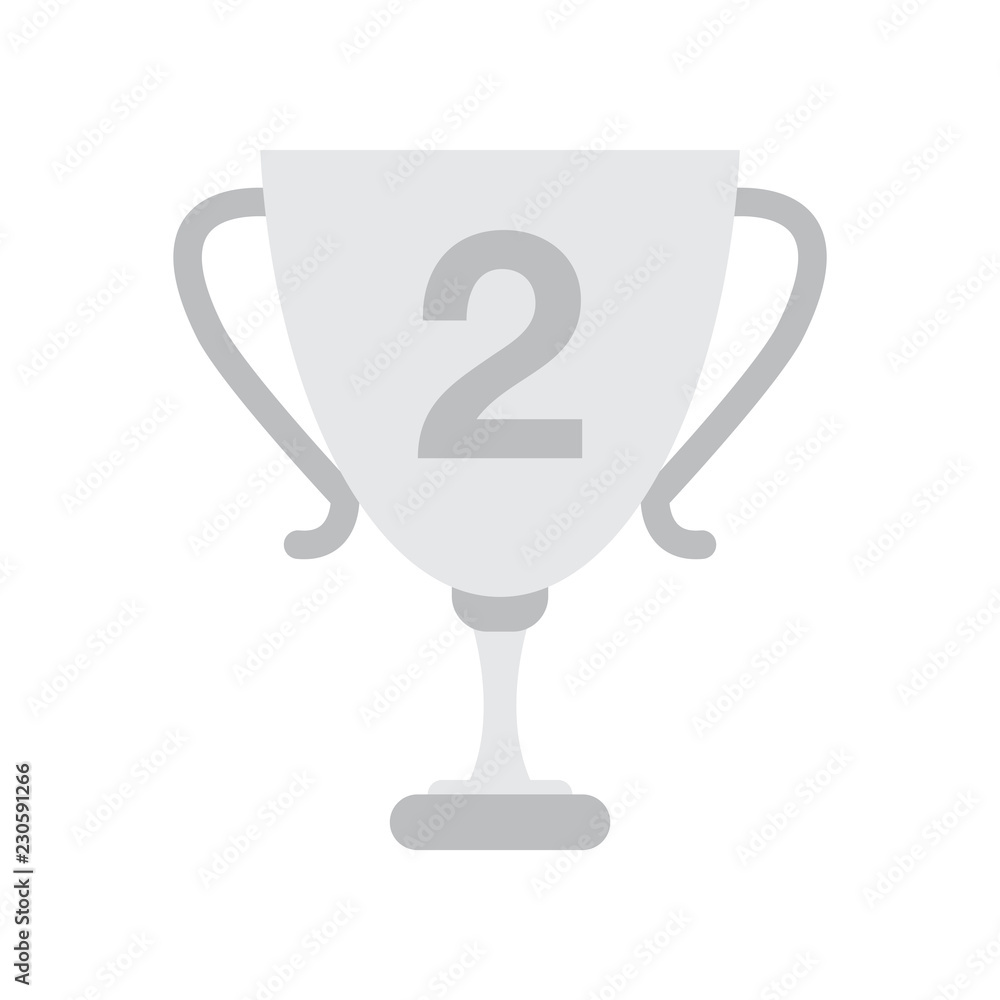 2nd place silver award trophy flat icon on isolated white transparent background. 2nd place silver award trophy flat icon on isolated white transparent background.
