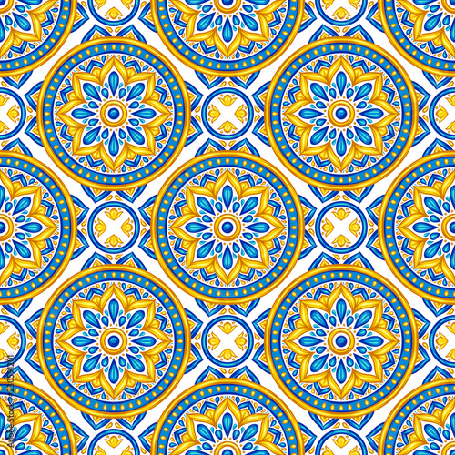 Moroccan ceramic tile seamless pattern.