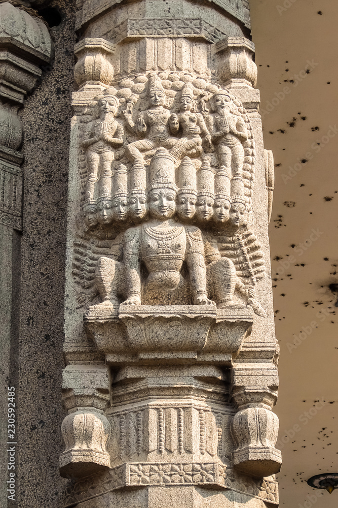 View of Sri Ekambaranathar Temple in Kanchipuram, India. Details of architecture. View of Sri Ekambaranathar Temple in Kanchipuram, India. Details of architecture.