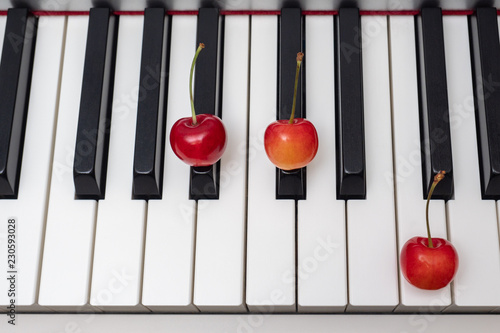 Piano chord A#m (A sharp minor) / Bbm (B flat minor) shown by cherries on the key - 11/12 of minor series