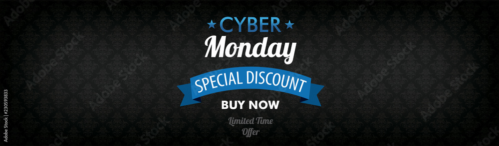 Long Banner Black Cyber Monday Special Discount