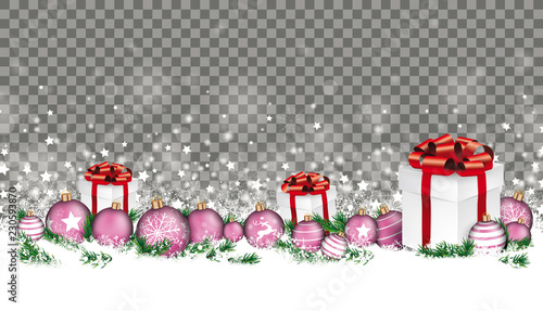 Gray Christmas Card Header Gray Snowflakes Baubles Gifts Transparent