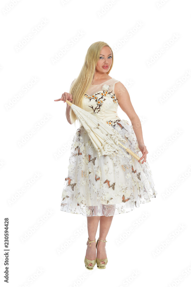 Portrait of beautiful woman posing on white background Portrait of beautiful woman posing on white background