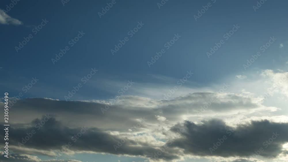 White and gray clouds floating on blue sky in the sun, time lapse White and gray clouds floating on blue sky in the sun, time lapse