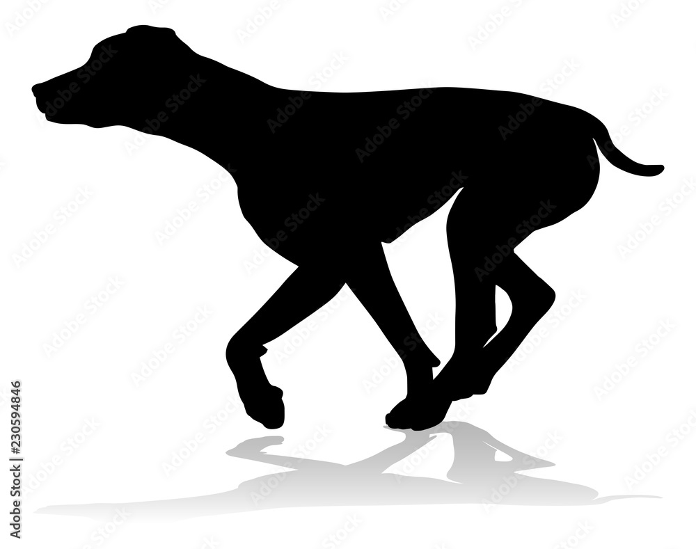 A detailed animal silhouette of a pet dog