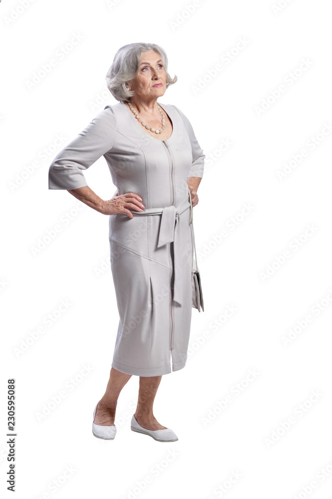 Portrait of beautiful senior woman on white background Portrait of beautiful senior woman on white background
