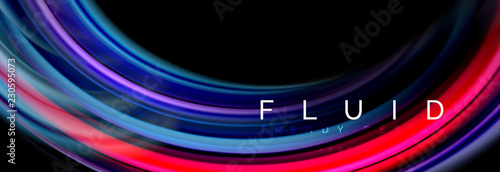 Mixing color waves on black, liquid flowing shapes