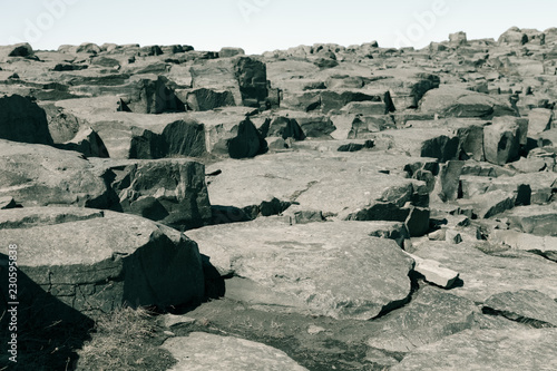 Obraz na płótnie Beautiful stony rocky desert landscape of Iceland. Toned