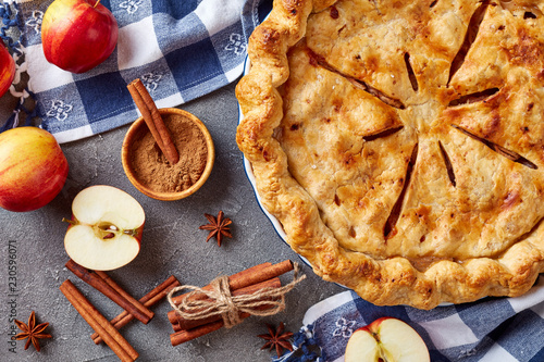 American apple pie on a concrete table photo