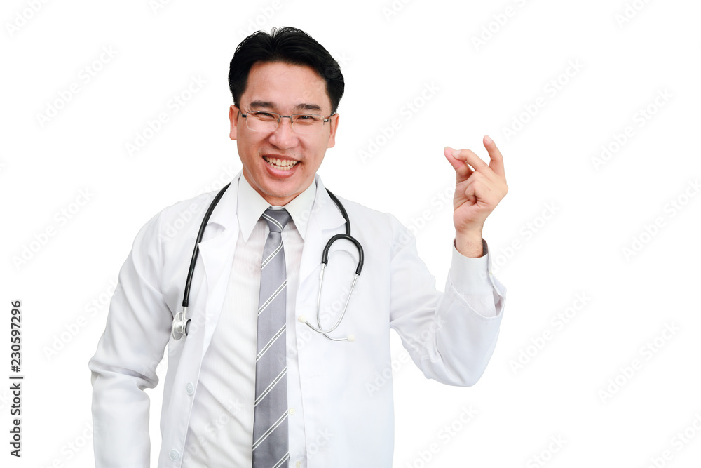 asian doctor portrait with happy face isolated and white background asian doctor portrait with happy face isolated and white background
