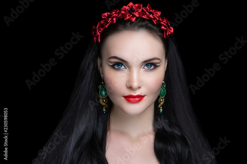 Sexy girl with gorgeous black hair