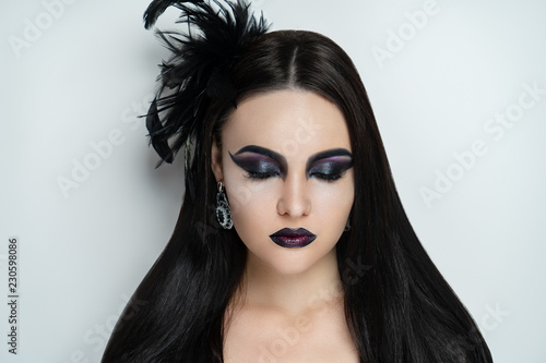 Sexy girl with gorgeous black hair