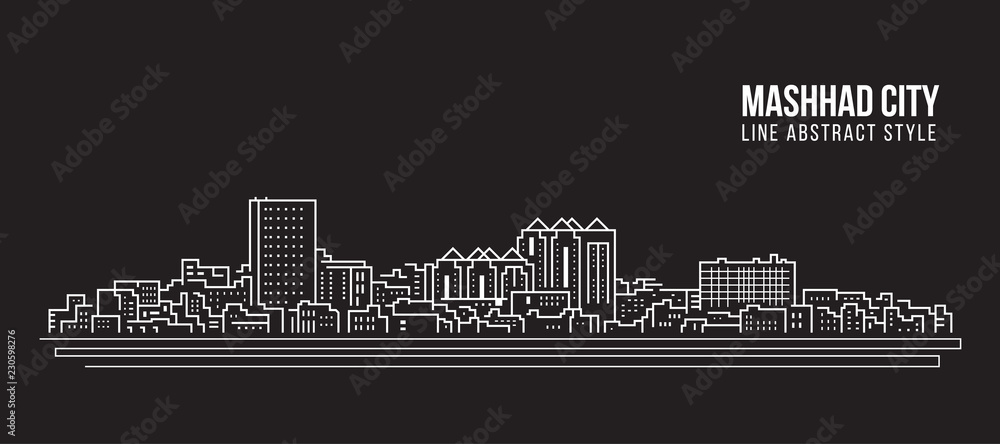 Cityscape Building Line art Vector Illustration design - Mashhad city