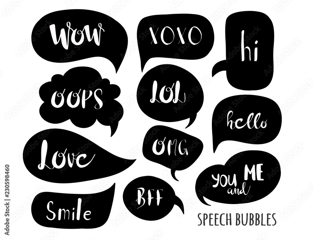 Various black speech bubbles. Hand drawn vector collection Various black speech bubbles. Hand drawn vector collection