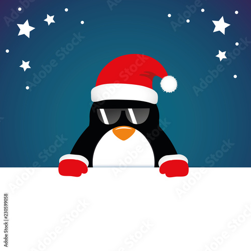 cute penguin cartoon christmas postcard