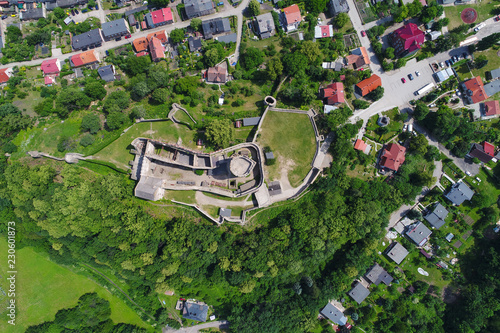 Boków castle from above aerial view photo