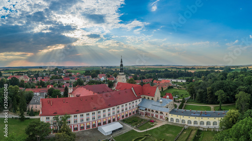 Panorama of Cistercian Abbey in Henryków aerial view