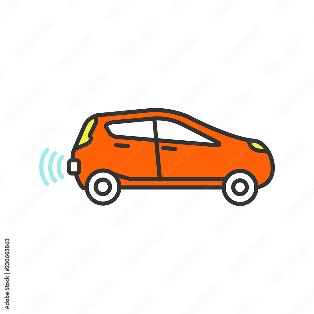 Smart car in side view color icon