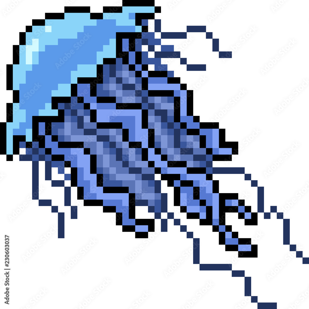 Obraz premium vector pixel art jellyfish