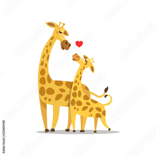 Hugging Giraffe Postcard Vector illustration  love 