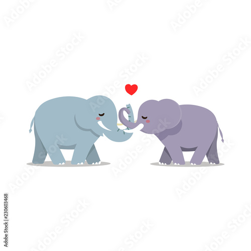 cute elephants in love. vector illustration © lioputra
