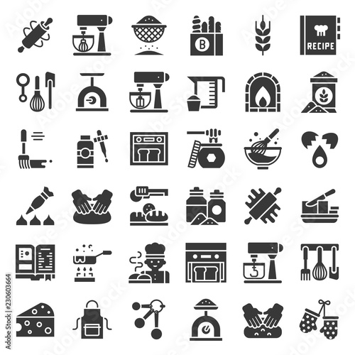 bakery and pastry shop related icon solid design