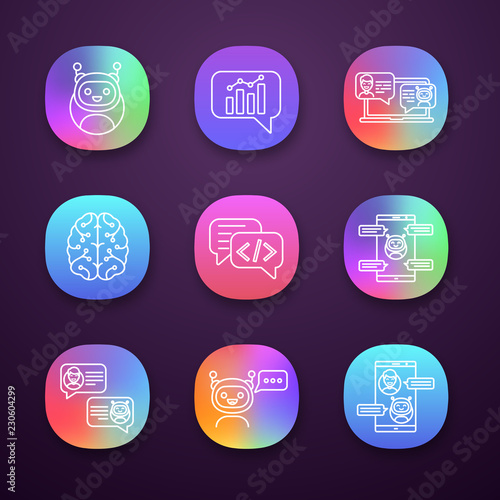 Chatbots app icons set