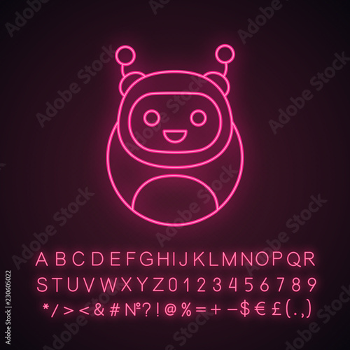 Chatbot neon light icon
