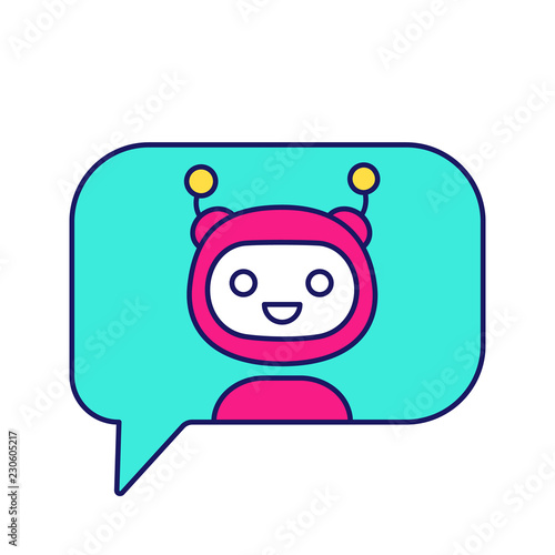 Chatbot in speech bubble color icon