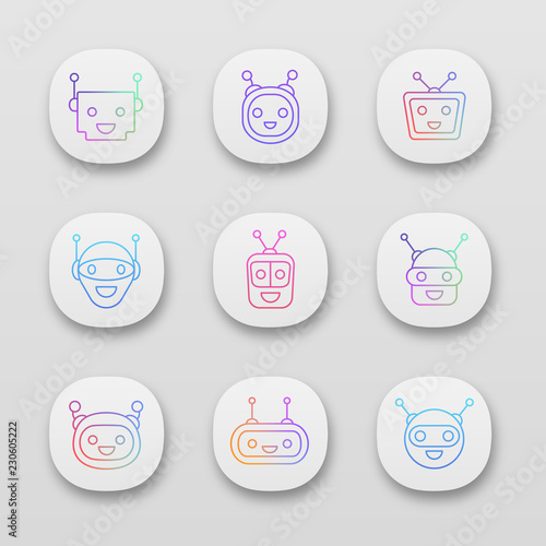 Chatbot app icons set