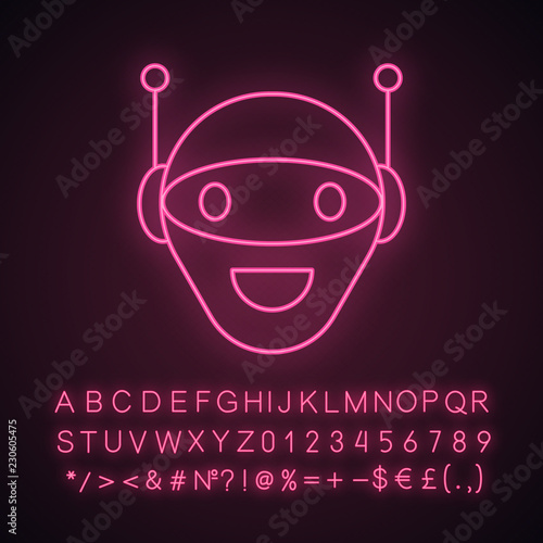 Chatbot neon light icon
